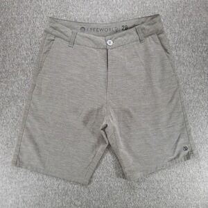 FreeWorld Stretch Hybrid Shorts Mens 28 Gray Heathered Casual Surf Skate Walk